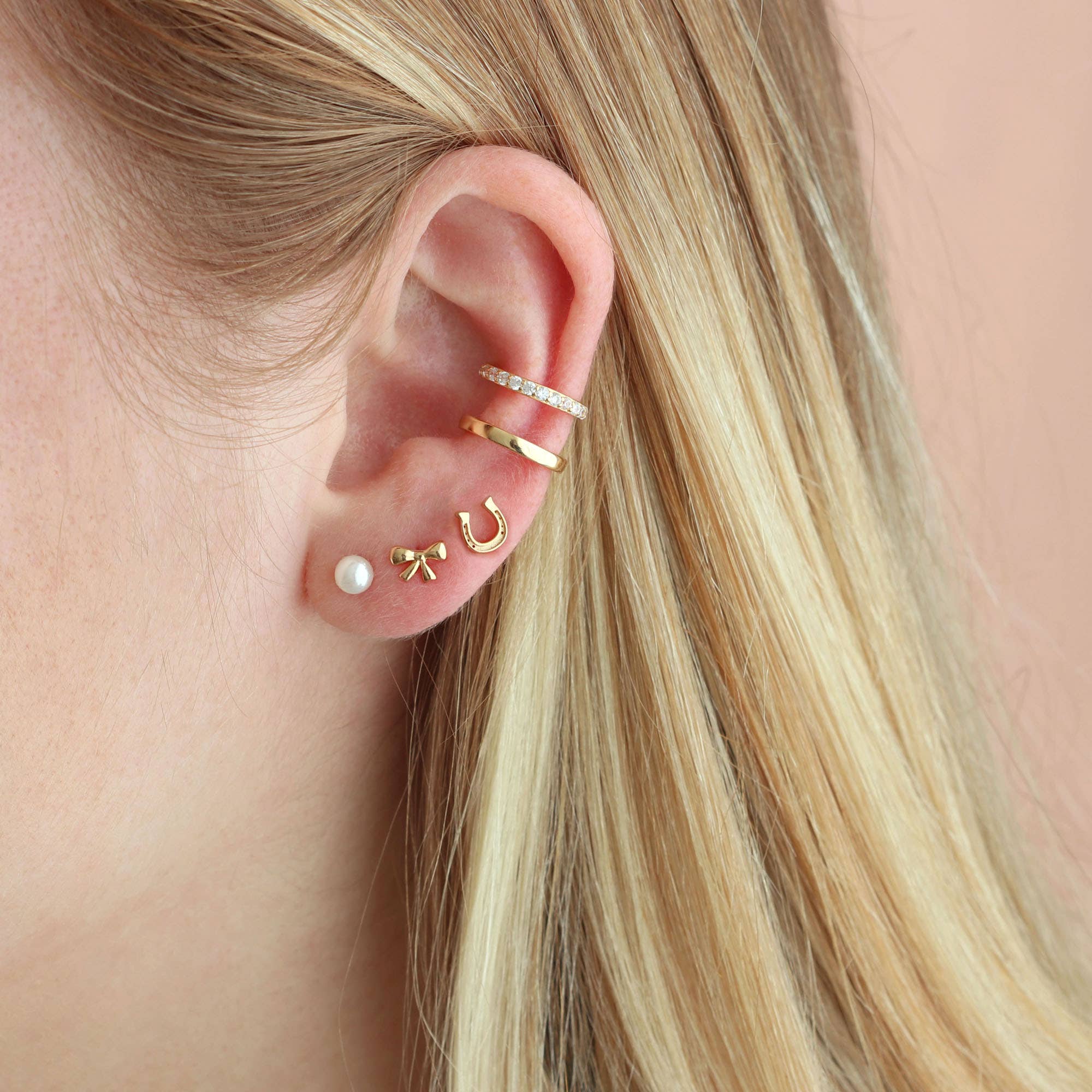 Horseshoe Stud Earrings 18K Gold Vermeil | Sterling Silver Nickel Free Hypoallergenic Ships from CA