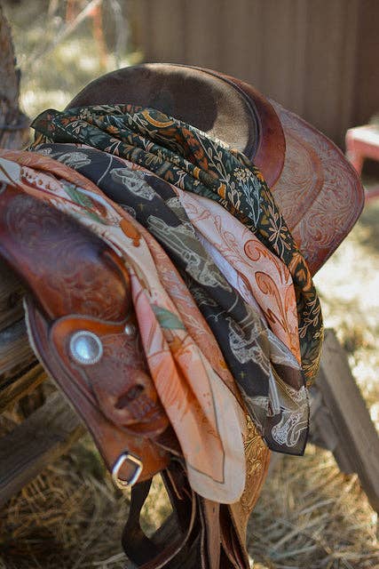 Western Harvest in Dusty Rose Silk Cowgirl Wild Rag Scarf