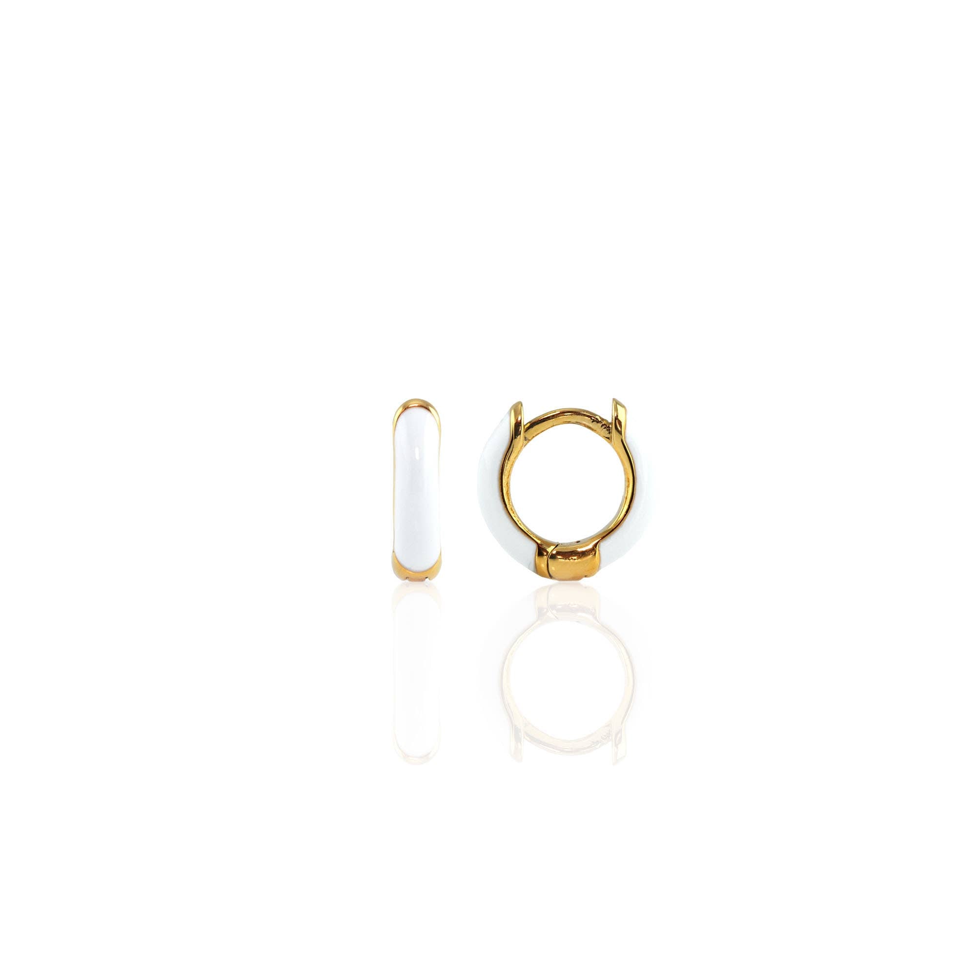 Enamel Huggie Hoop Earrings 18K Gold Vermeil | Sterling Silver 12mm Hoops Multiple Colors Hinge Closure Nickel Free Hypoallergenic Ships from CA