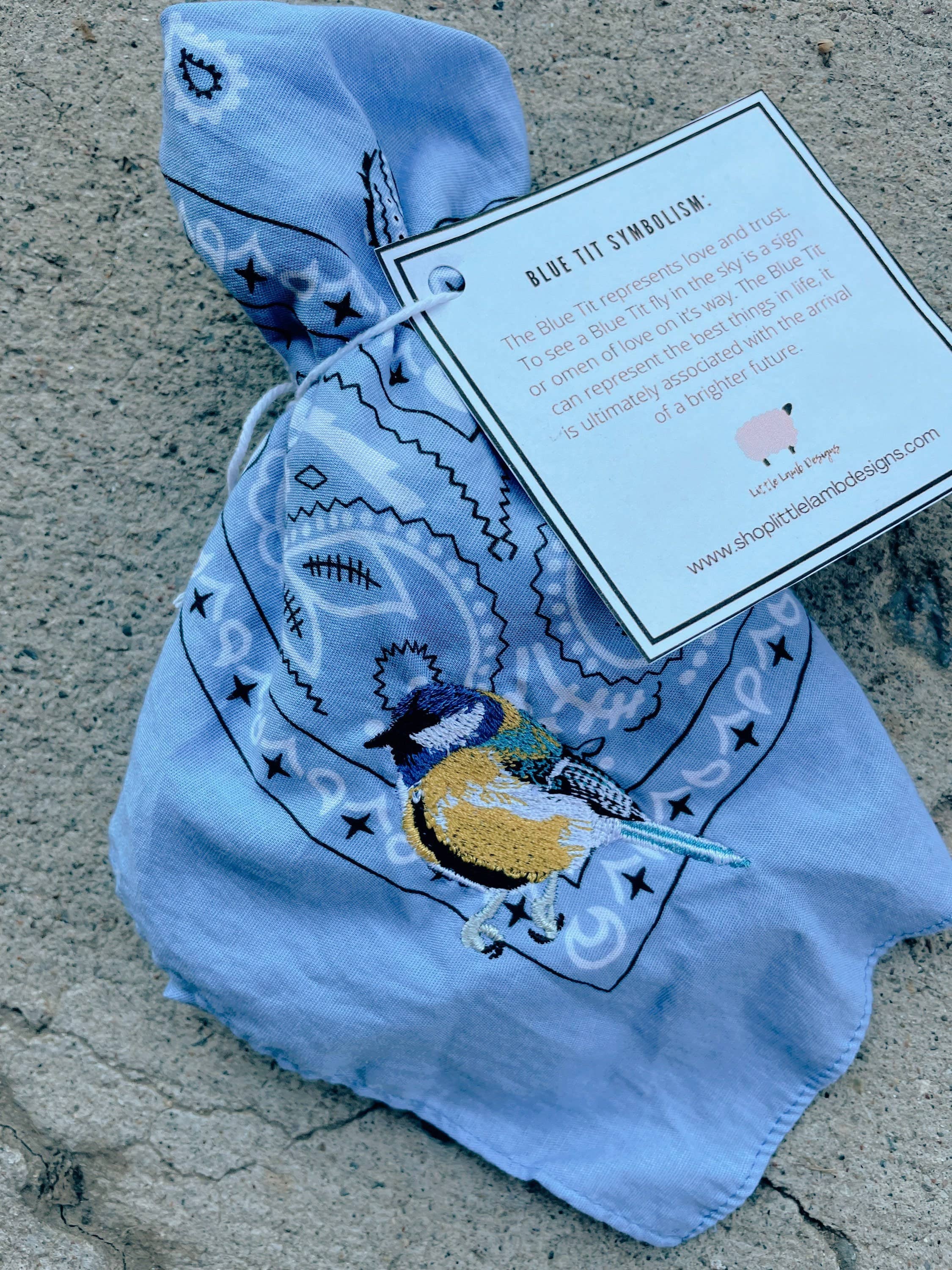 Bandana With Embroidered Bird | Embroidered Robin, Cardinal