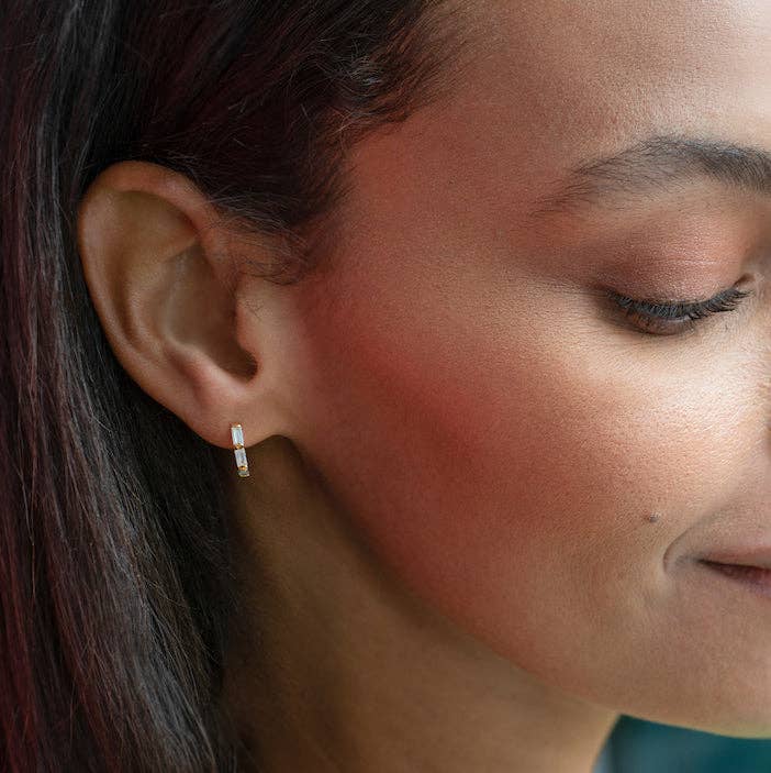 Baguette Huggie Hoop Earring