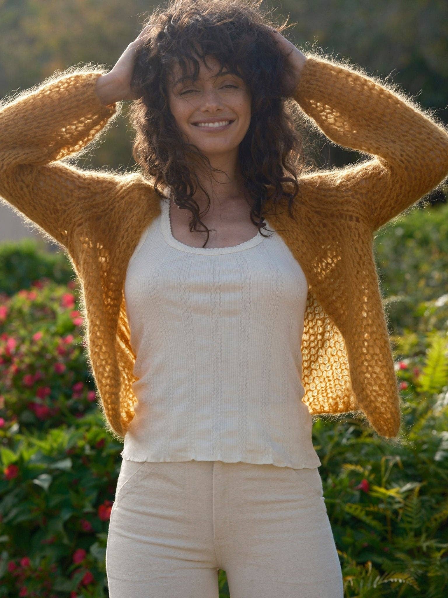 Mollusk-Cloud Cardigan in Ochre