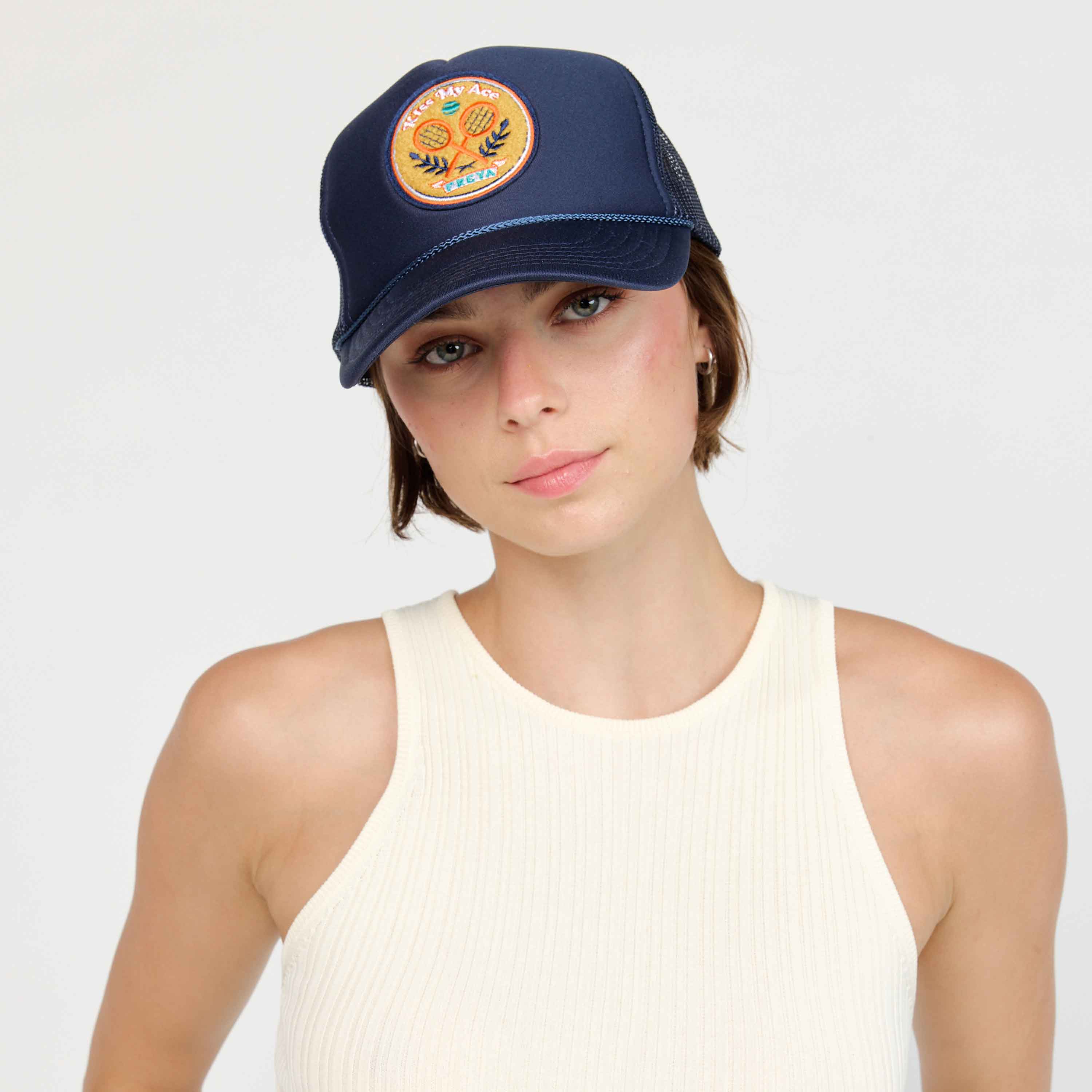 Kiss My Ace Trucker Hat, Navy