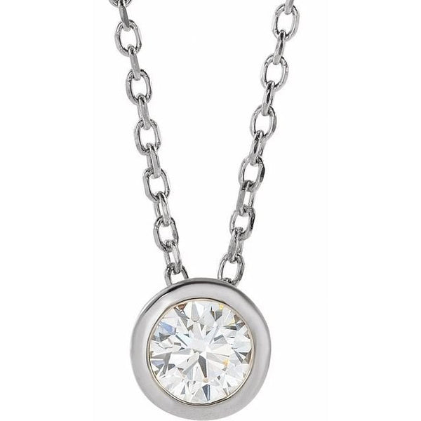 1/10CT Natural Diamond Bezel set Slide necklace