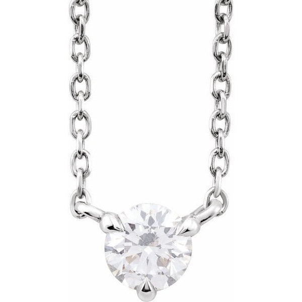 1/10CT Natural Diamond solitare necklace 14KW